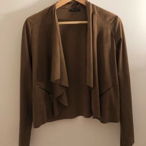 WORN ONCE Promod brow suede jacket with zippers